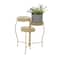 20" Gold Metal Curved Folding 3 Tier Plantstand with Floral & Scroll Patterns